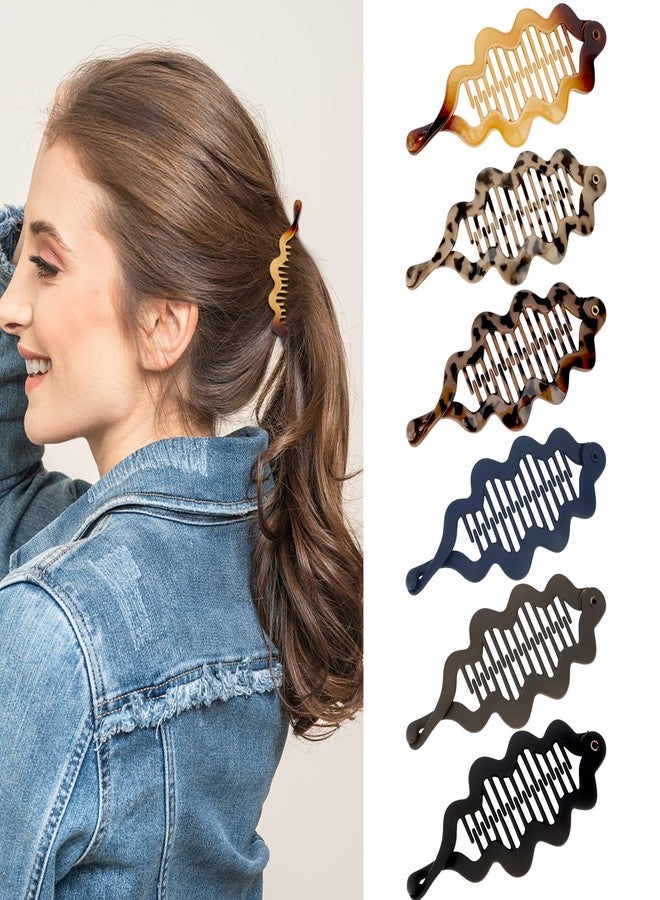 أنبالا مجموعة أنبالا من 6 مشابك شعر على شكل موزة، 5.5 بوصة، مشابك شعر فرنسية على شكل موزة للنساء والفتيات، أمشاط تثبيت للشعر المموج والكثيف - Image 1